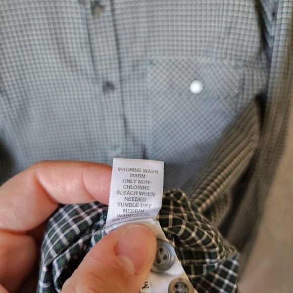 Banana Republic Green Mini Check Gingham Long Sleeve Button Down Shirt Size L - Picture 11 of 15